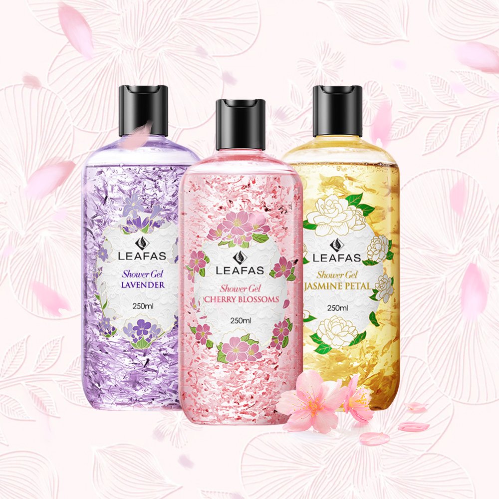 Private label Wholesale Whitening Body Wash Cherry Lavender Moisturizing Shower Gel