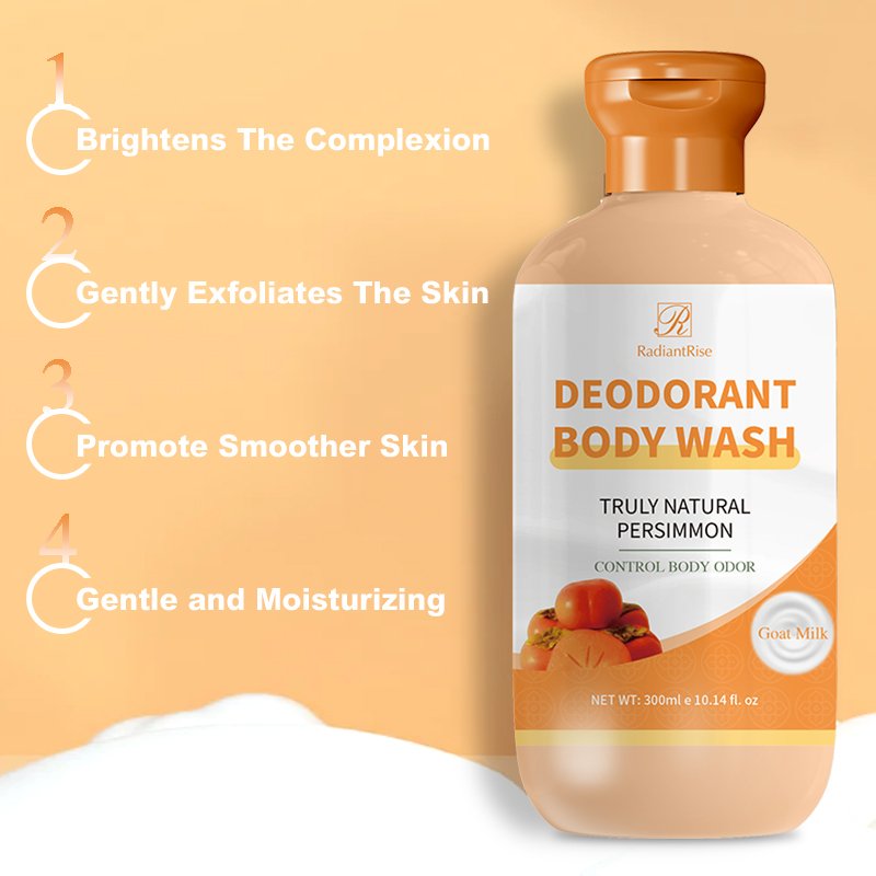 New Design Deodorant Body Wash Popular Natural Persimmon Shower Control Body Odor Body Wash Foam Shower Gel