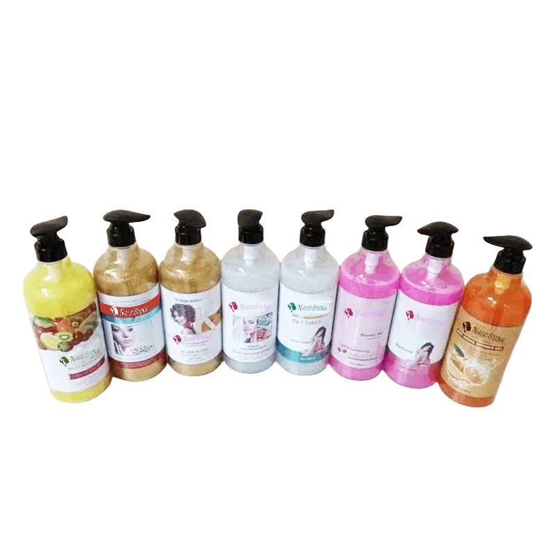 NAGOSUNA Oem private label collagen arbutin papaya carrot radiant skin whitening shower bath bleaching shower gel