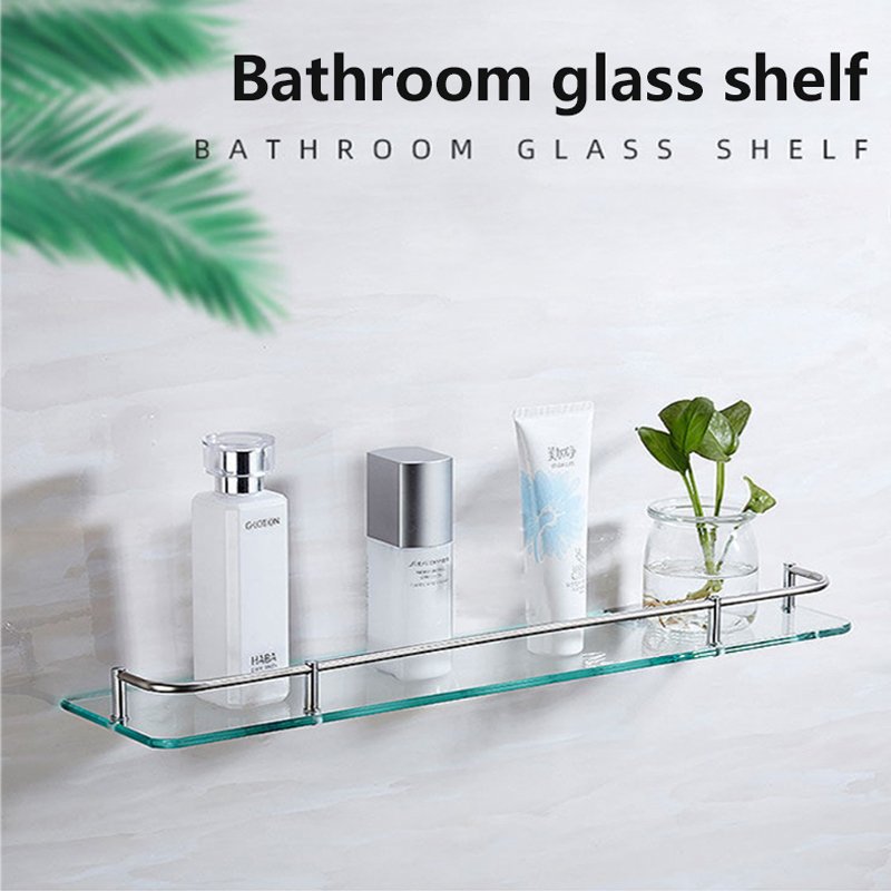 Hot selling hotel bathroom glass frame 40cm shower gel stainless steel tray
