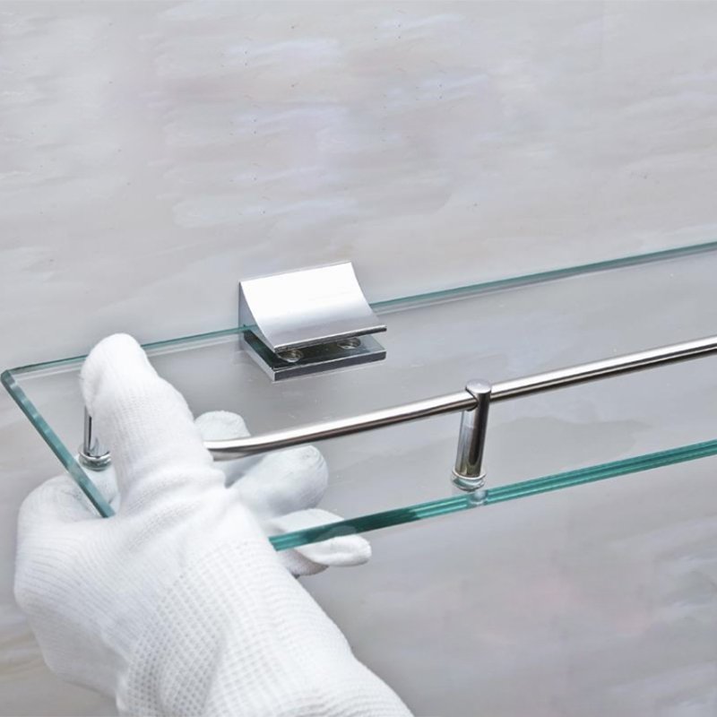 Hot selling hotel bathroom glass frame 40cm shower gel stainless steel tray