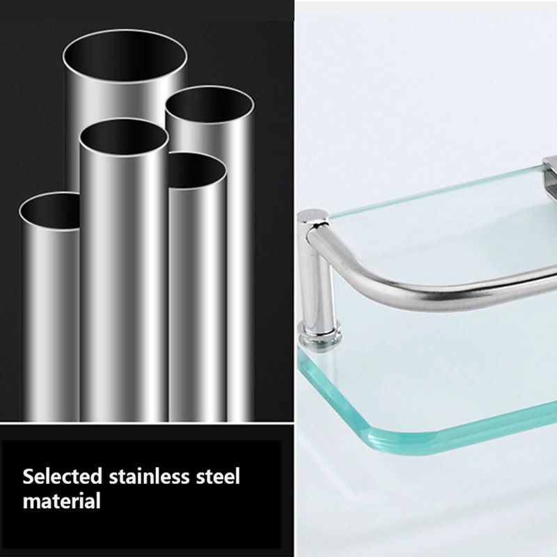 Hot selling hotel bathroom glass frame 40cm shower gel stainless steel tray