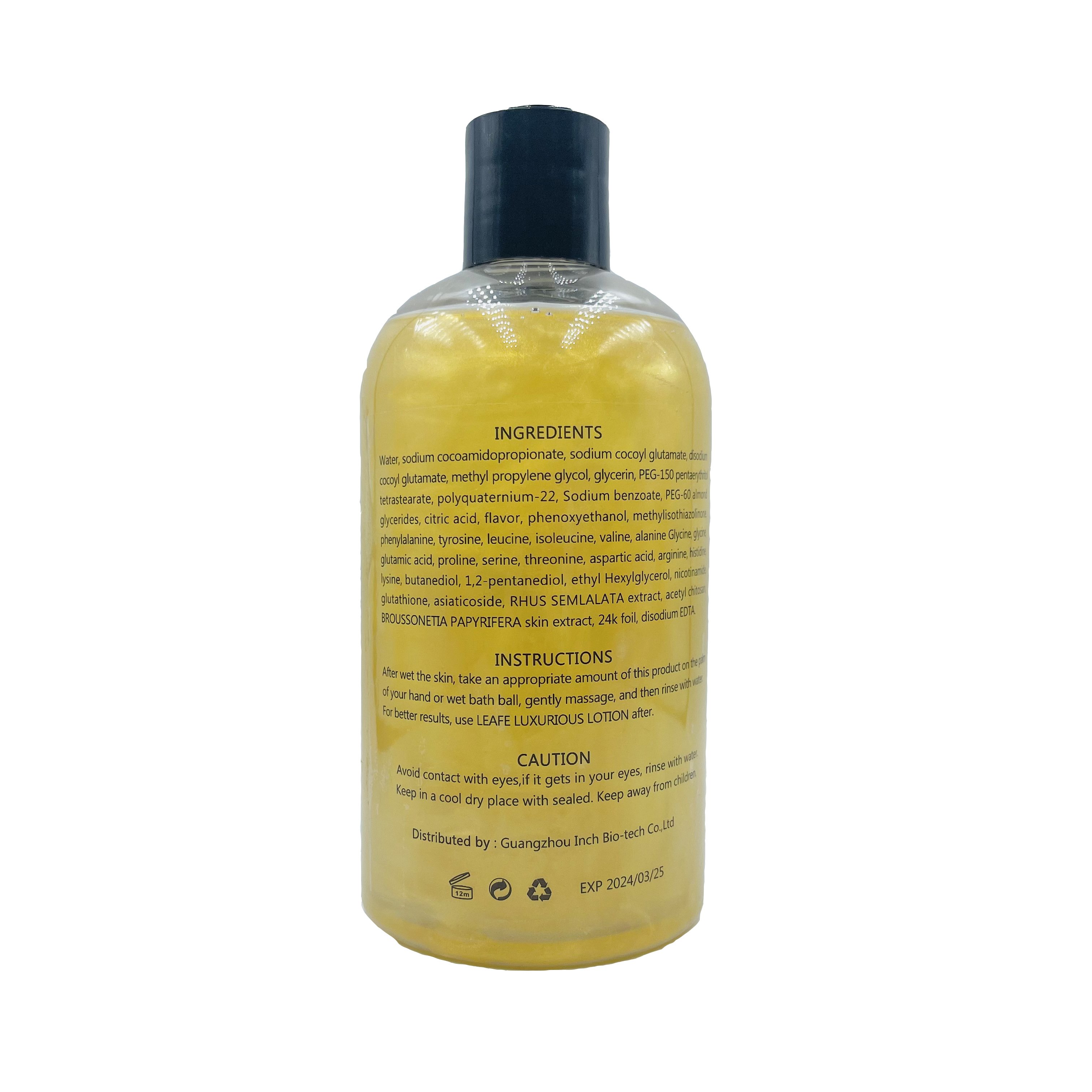 Private Label Skin Brightening Anti-aging 24k Gold Kojic Acid Body Wash Shower Milk Gel