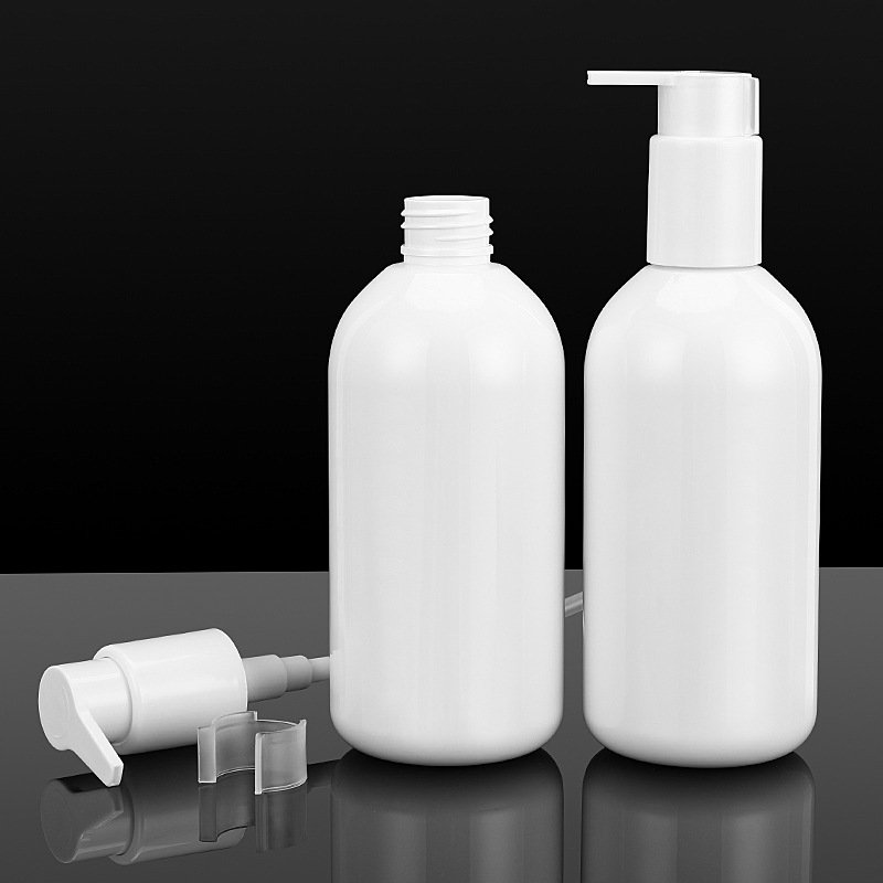 Empty Cosmetic Packaging 300ML white PET Plastic lotion pump shampoo conditioner body soap bottles