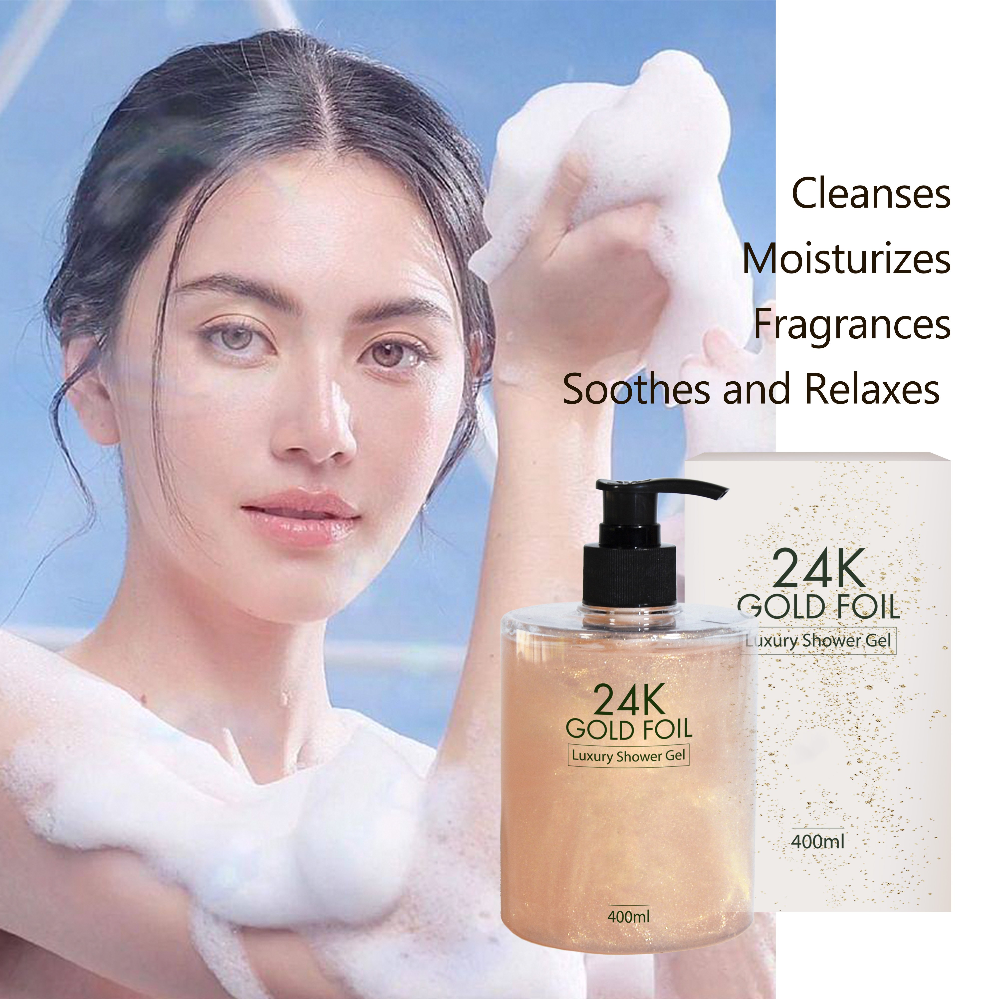 OEM OMD Private Label Clear Acne Treatment Wash Prevent Breakouts On Back Smooth Brighten Skin 24K Gold Body Wash