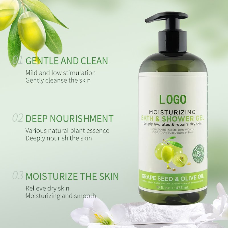 500ML Grape seed oil olive shower gel High Class Shower gel Moisturizing Body Wash Cleansing Smooth Skin