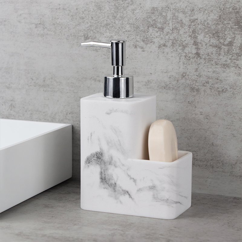 Soap Dispenser with Soap Holder, Liquid Hand,Shower Gel Shampoo Pump Bottle and Sponge Holder for Kitchen Sink Bathroom Storage