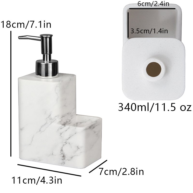 Soap Dispenser with Soap Holder, Liquid Hand,Shower Gel Shampoo Pump Bottle and Sponge Holder for Kitchen Sink Bathroom Storage