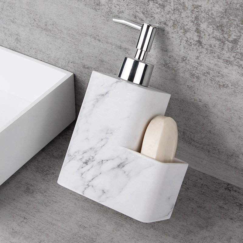 Soap Dispenser with Soap Holder, Liquid Hand,Shower Gel Shampoo Pump Bottle and Sponge Holder for Kitchen Sink Bathroom Storage