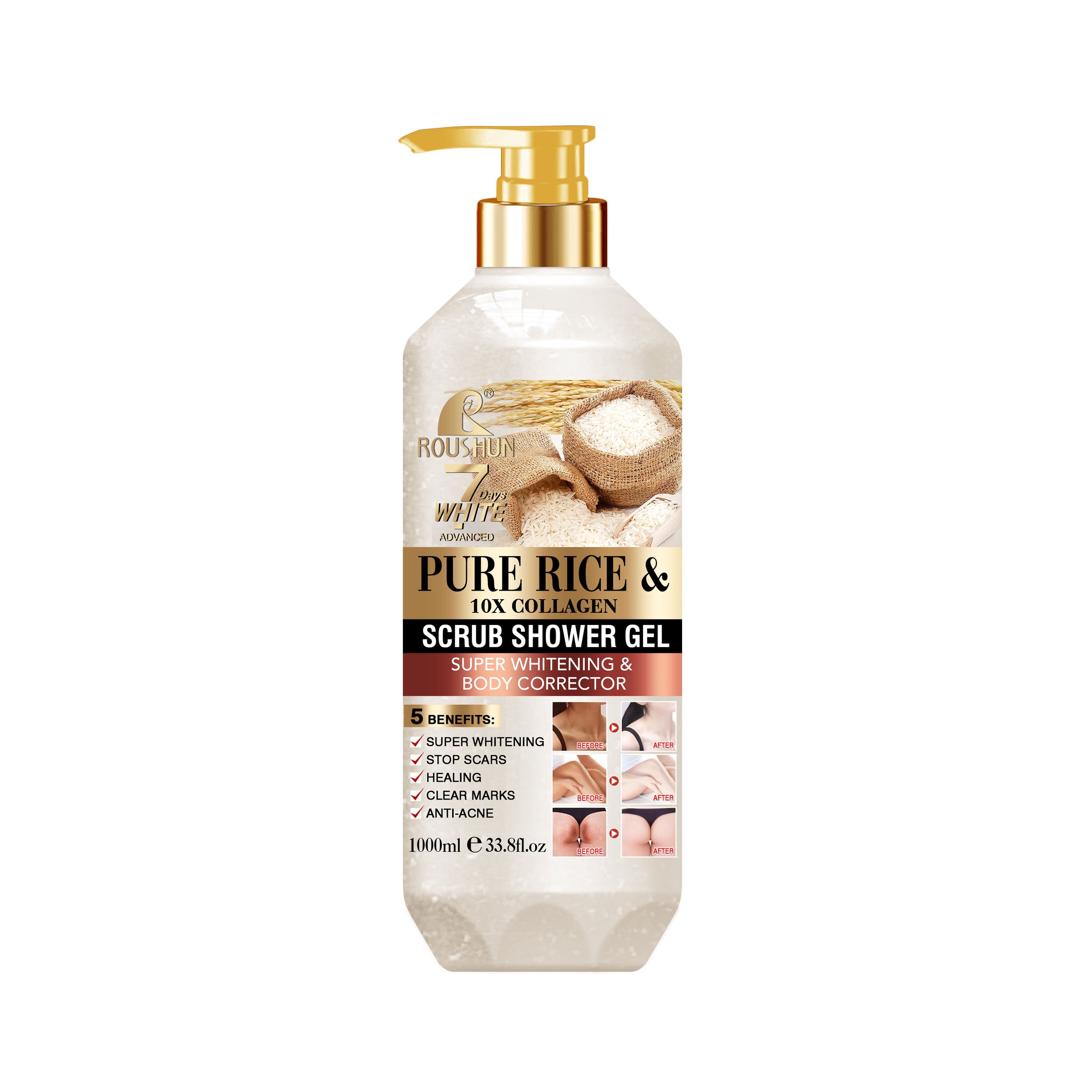 ROUSHUN Scrub Shower Gel Pure Rice Collagen Scrub Shower Gel