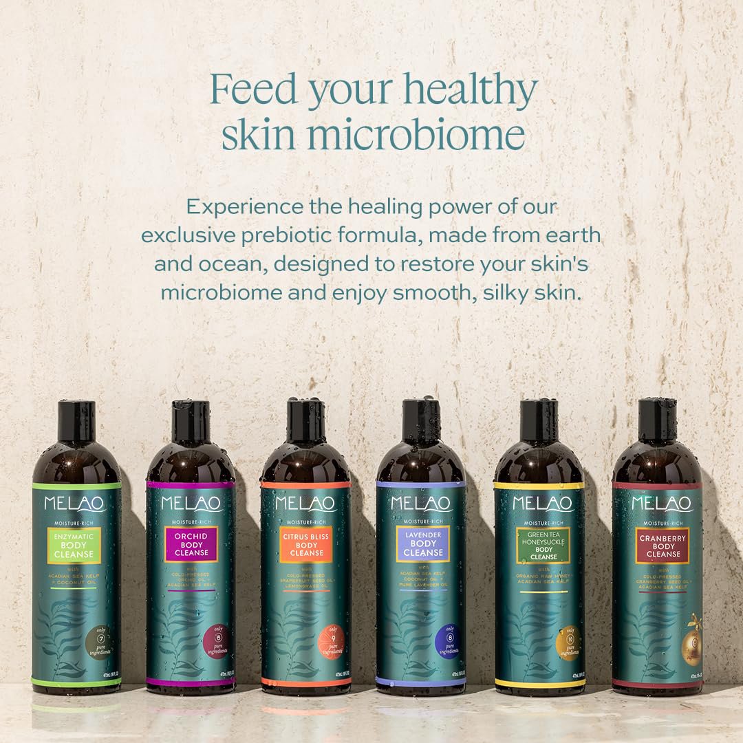 Organic & All-Natural Prebiotic Body Wash with Pure Cold-Pressed Orchid Oil Nourish Skin Microbiome Body Cleanse Shower Gel