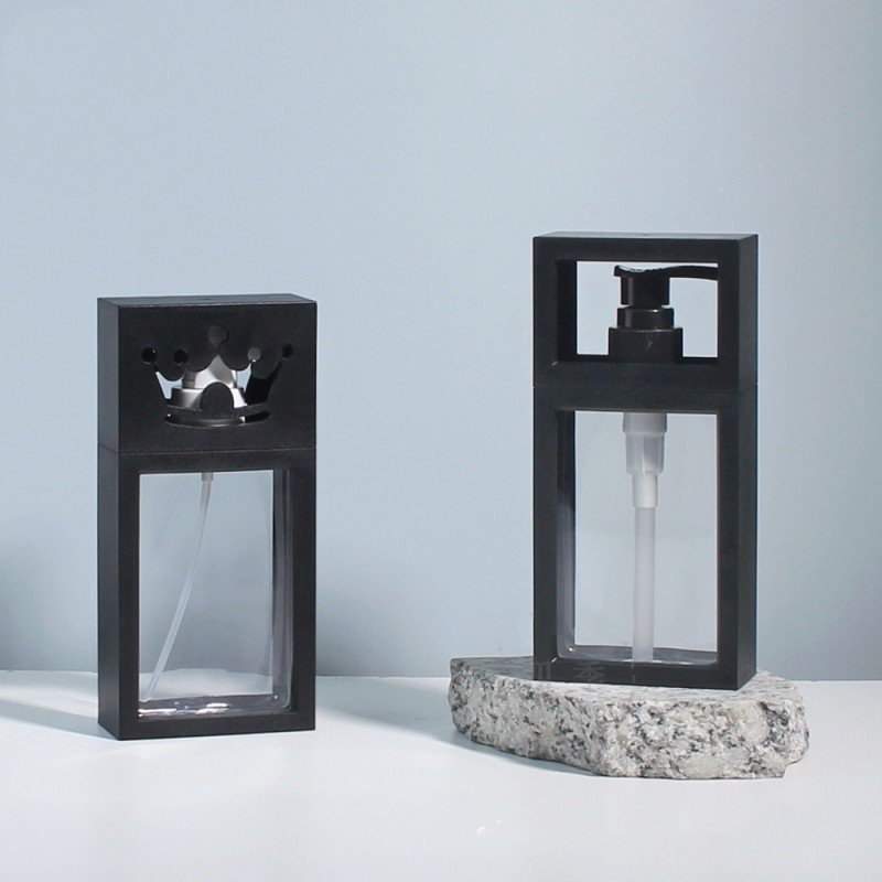 180ml White Black Color Custom Logo PET Cosmetic Packing Plastic Shampoo Bottle With Body Lotion Pump Cap Dispenser