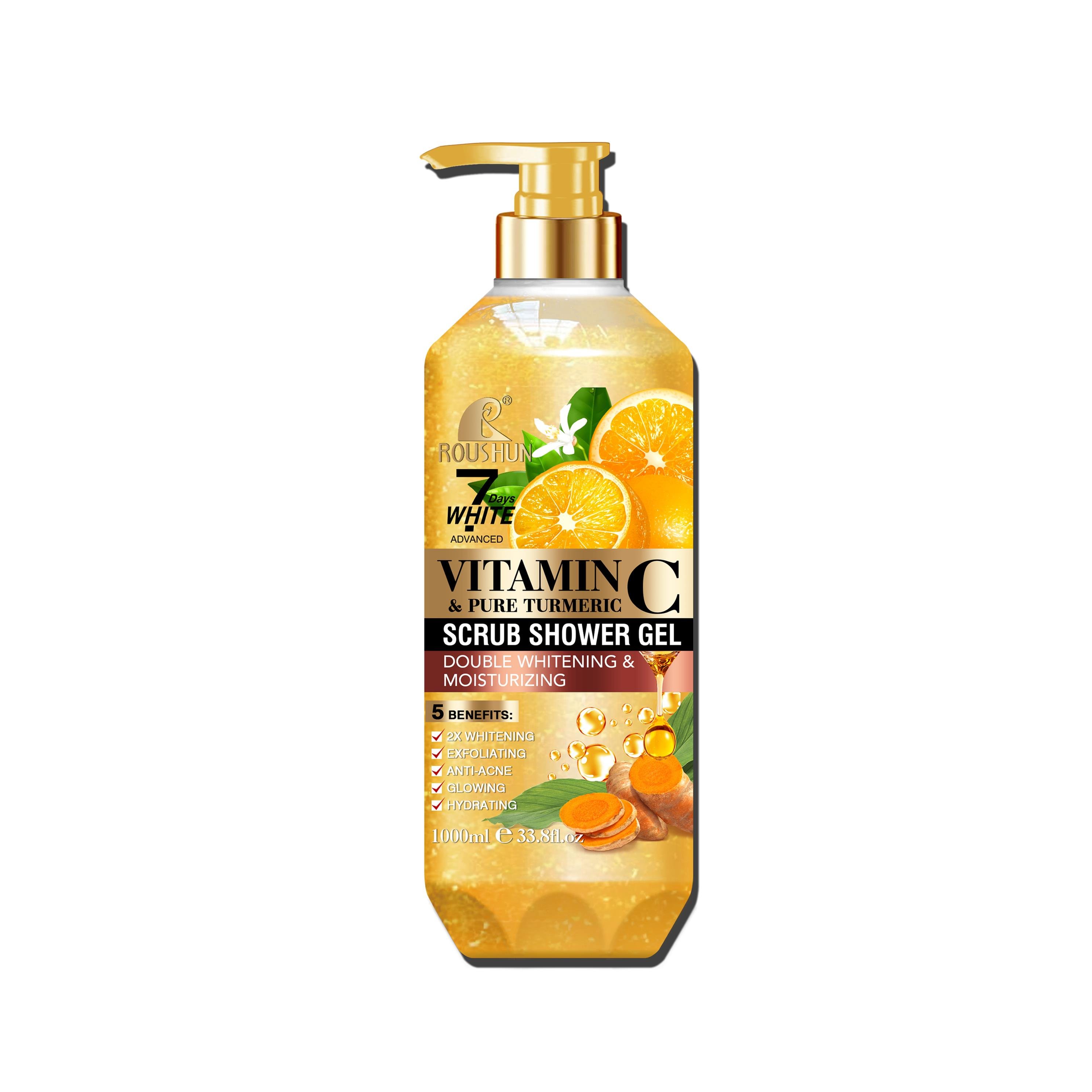 ROUSHUN Vitamin C Scrub Shower Gel Clean Skin Moisten Water Replenishing Long Lasting Fragrance Whitening Bubble Exfoliator