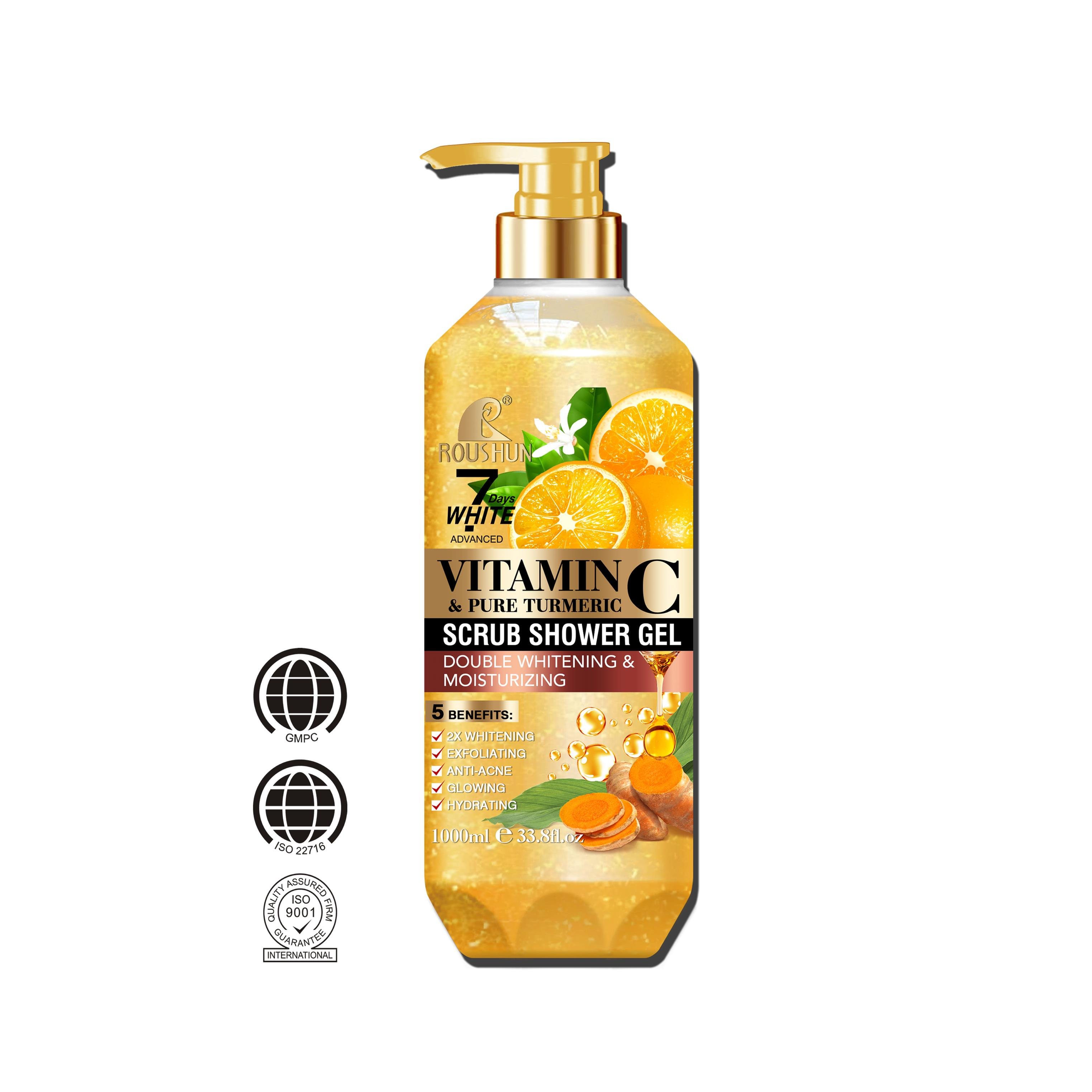 ROUSHUN Vitamin C Scrub Shower Gel Clean Skin Moisten Water Replenishing Long Lasting Fragrance Whitening Bubble Exfoliator