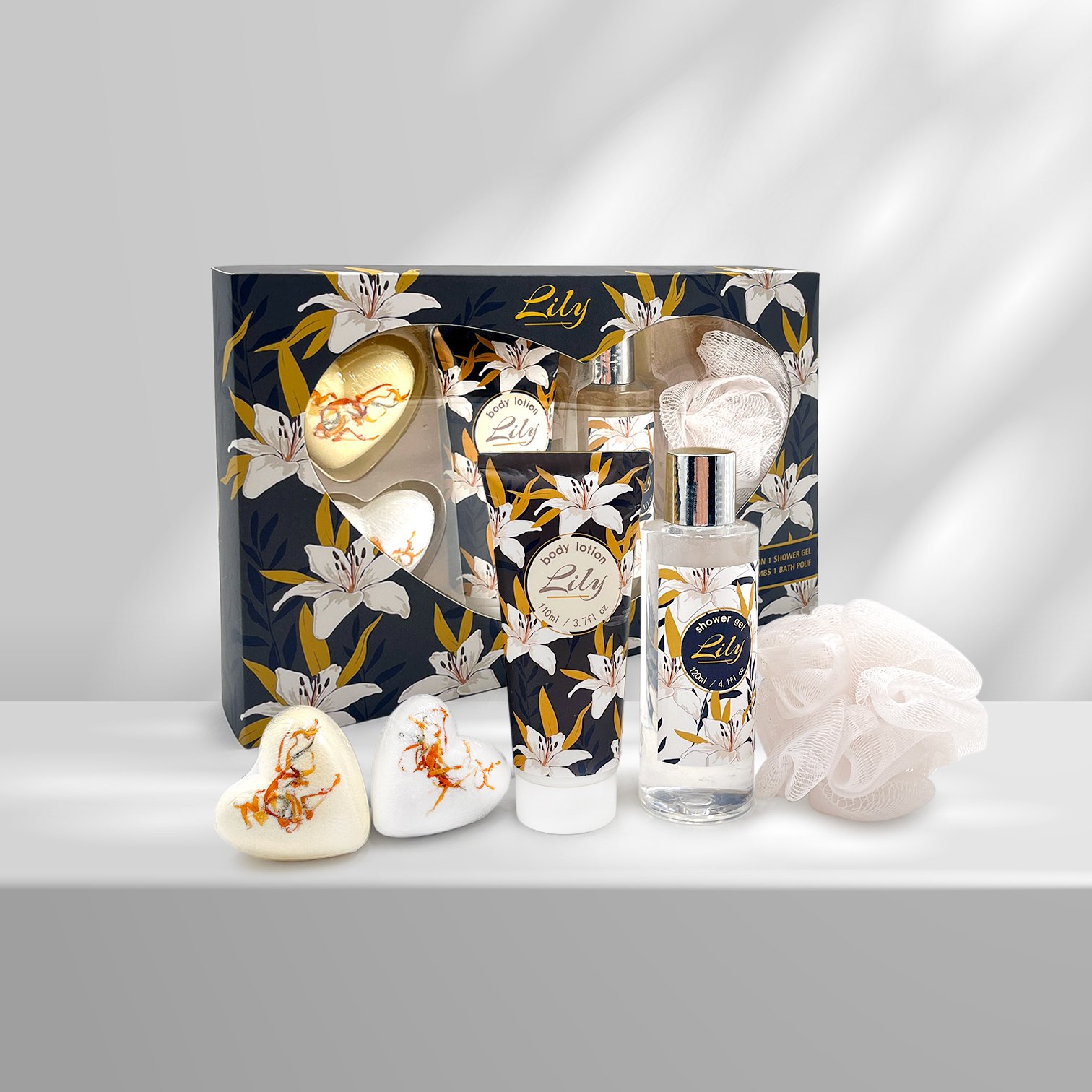 Wholesale Luxury Body Care shower gel set Spa Kit body wash Body Lotion Bath fizzer Birthday Gifts Set