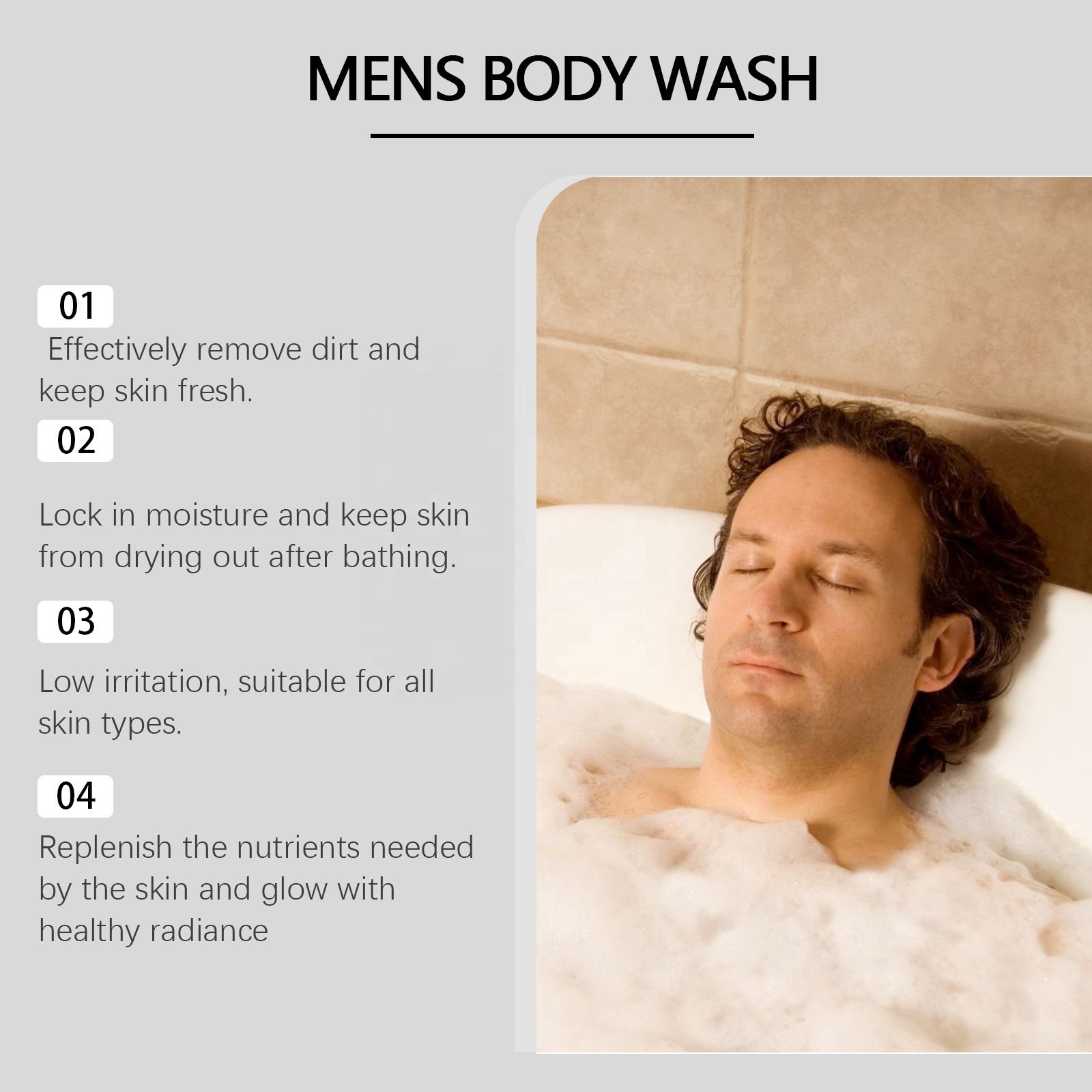 Factory Wholesale OEM Men's Moisturizing Body Wash: Nourishing, Cleansing & Long-Lasting Fragrance for Refreshing Skin Body Gel