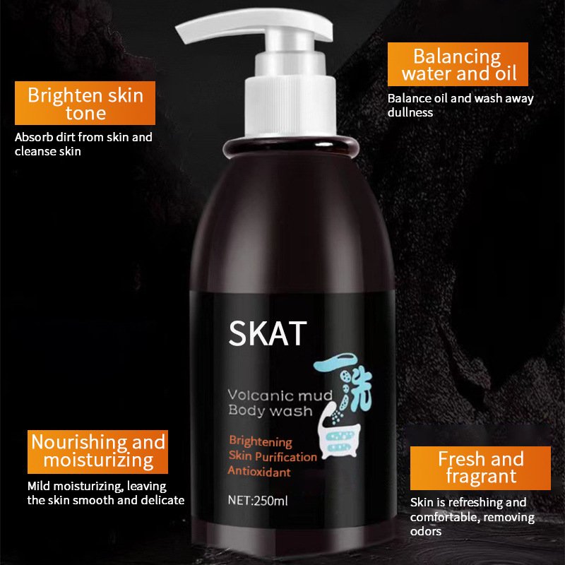 Factory direct wholesale volcanic mud skin care shower gel deep cleansing, brightening skin tone, long-lasting fragrance