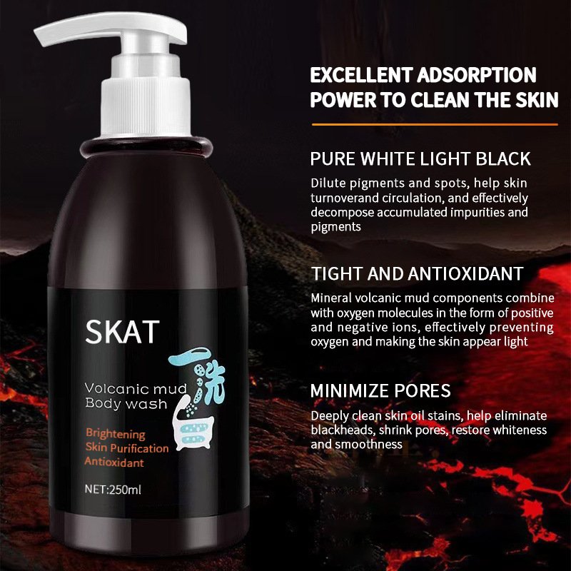 Factory direct wholesale volcanic mud skin care shower gel deep cleansing, brightening skin tone, long-lasting fragrance