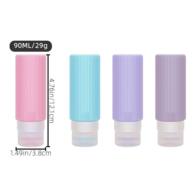 Factory 3 Oz 90ml Portable Refillable Bath And Shower Silicone Travel Bottle Shower Gel Shampoo Mini Travel Silicone Bottle
