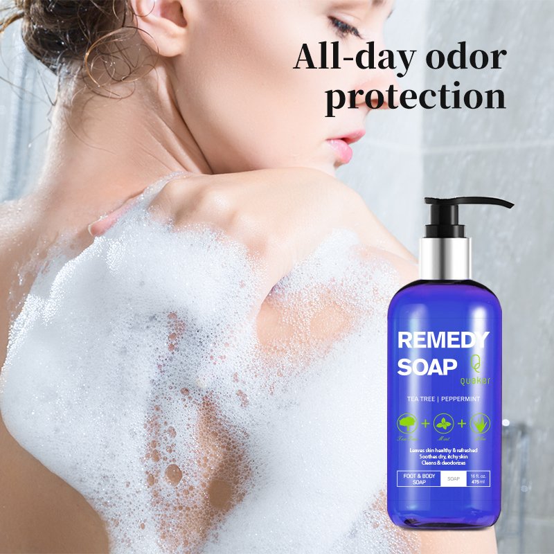 Qquaker Anti-Irritation Body Wash Tea Tree Shower Gel Peppermint Bath Shower Aloe Remedy Soap For Body And Feet