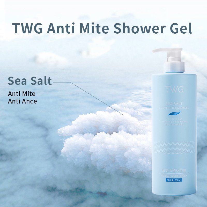 TWG Mite Removal Body Wash Anti Acne 800ml Large Family Use Size Body Cleanser Sea Salt Mineral Amino Acid Shower Gel