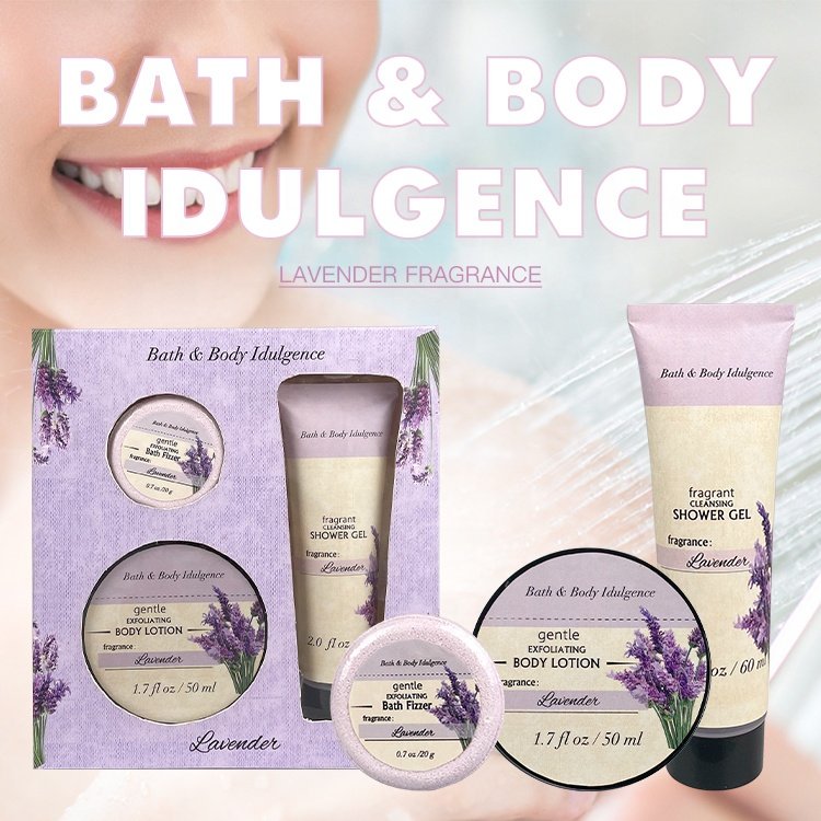 OEM Wholesale Lavender Scented Shower Gel Sleeping Body Lotion Moisturizing Nourishing Bath Fizzer Body Care Set