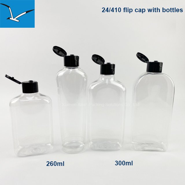 24 410 Black Smooth flip top caps shower gel bottle cap for squeeze shampoo bottles