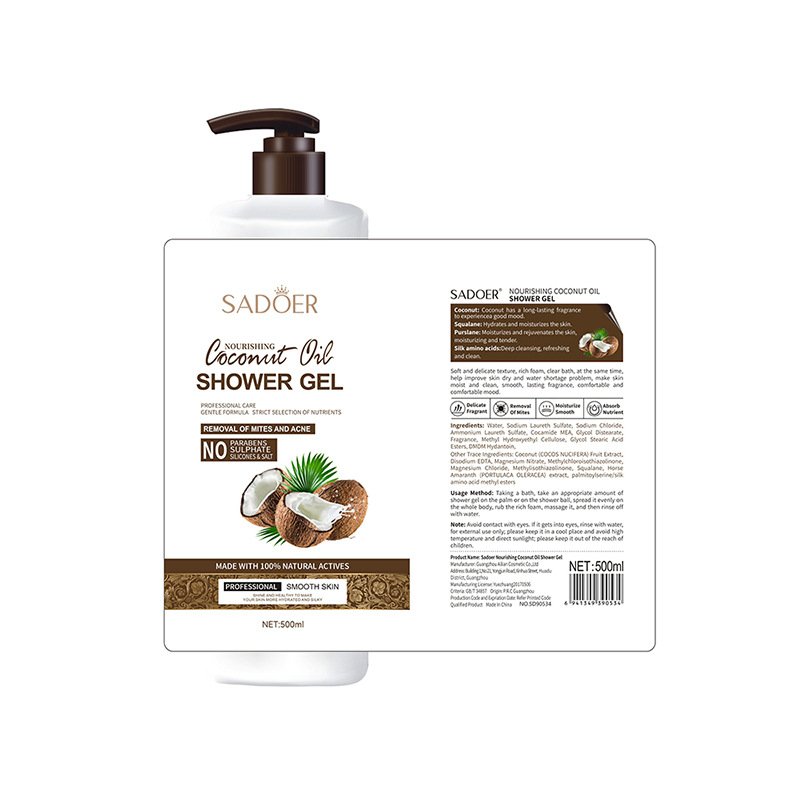 SADOER Coconut Body Wash Amino Acid Moisturizing Fragrance Body Shower Gel
