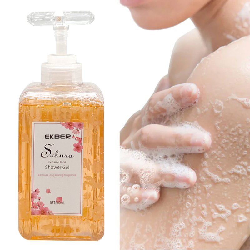 EKBER High Quality Body Wash Cherry Blossom Shower Gel Clean and not Tight Skin Hydrating Refreshing Body Care