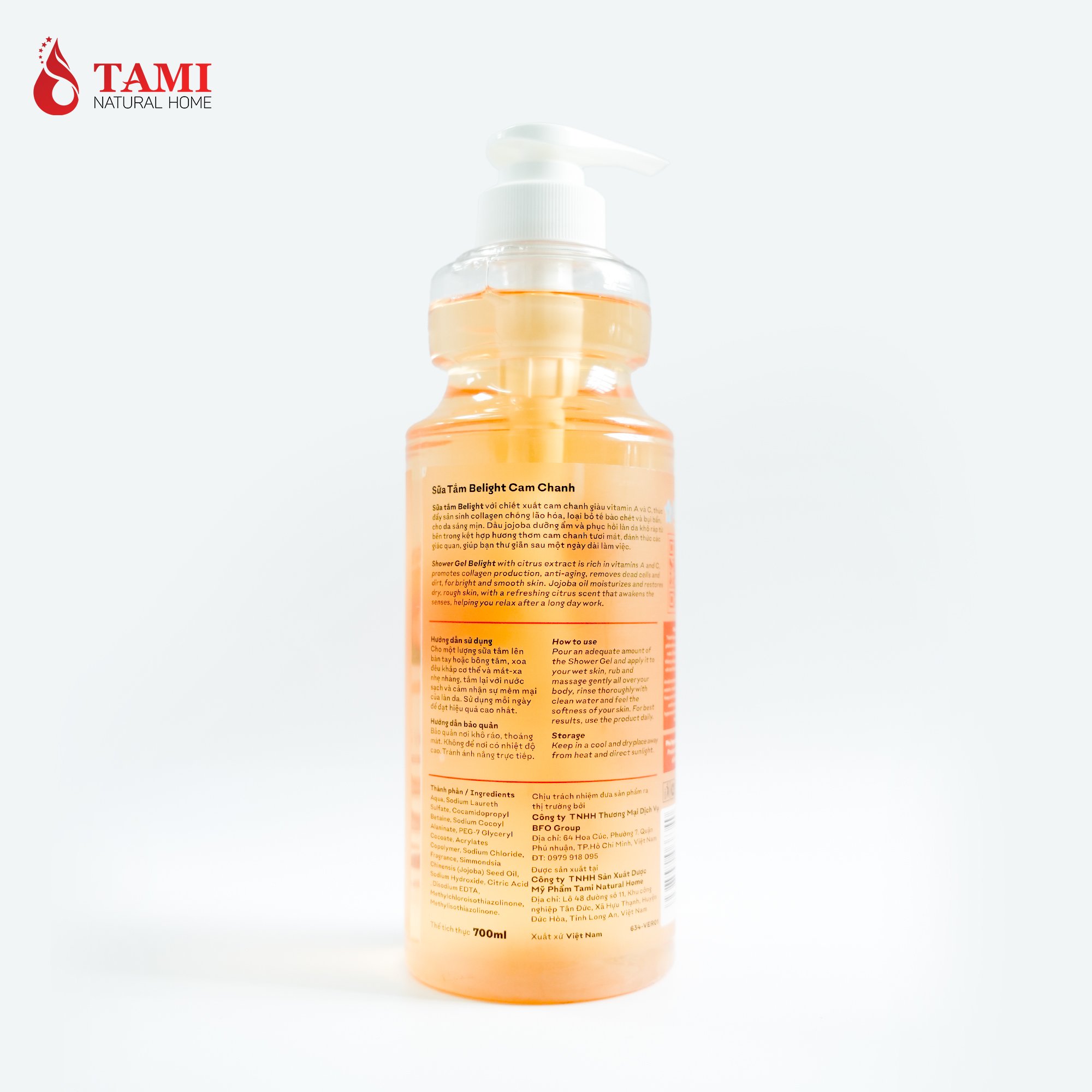 Belight Natural Smell Body Wash 750g/400g Regular Sizes Orange & Lemon Shower Gel with 3 Years Shelf Life Features Bubble