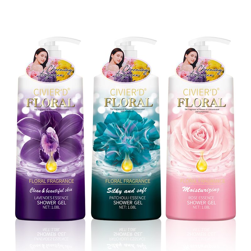 in stock custom 1080ml floral shower gel large bottle moisturizing moisturizing brightening skin lasting fragrance bath