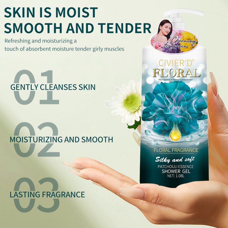 in stock custom 1080ml floral shower gel large bottle moisturizing moisturizing brightening skin lasting fragrance bath