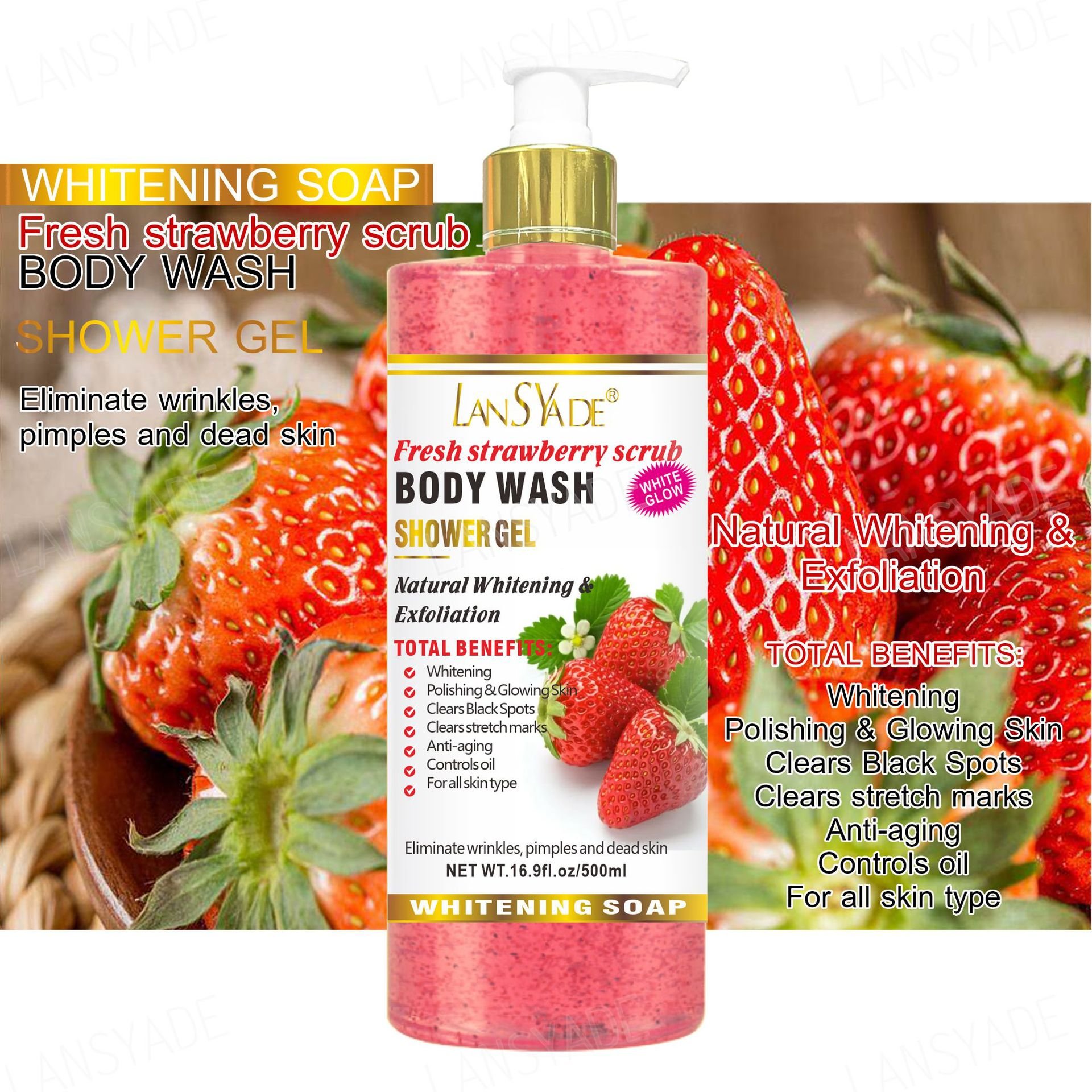 Private Label Organic Refresh Fruit Skin Hydrating Body Wash Moisturizing Shower Gel Scrub Exfoliating Lightening Whitening