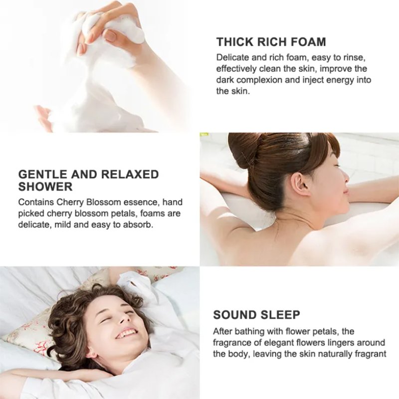 Private Label EKBER Wholesale Sakura Perfume Petals Cherry Blossom Shower Gel Moisturize Body Wash Skincare for Adults