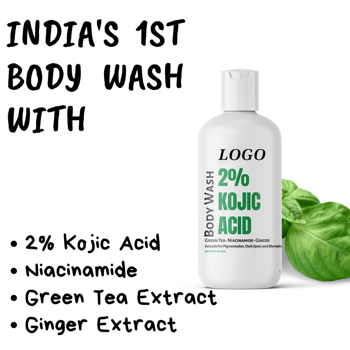BLIW Private Label Natural Dark Spot Remover Body Care 2% Kojic Acid Whitening Body Wash Shower Gel With Fragrance