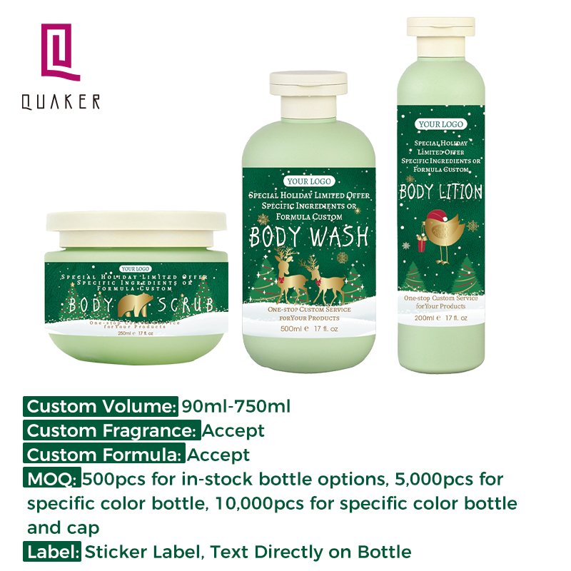 Qquaker Private Label Body Wash Body Lotion Spa Gift Travel Size Whitening Brightening Set For Christmas Gift
