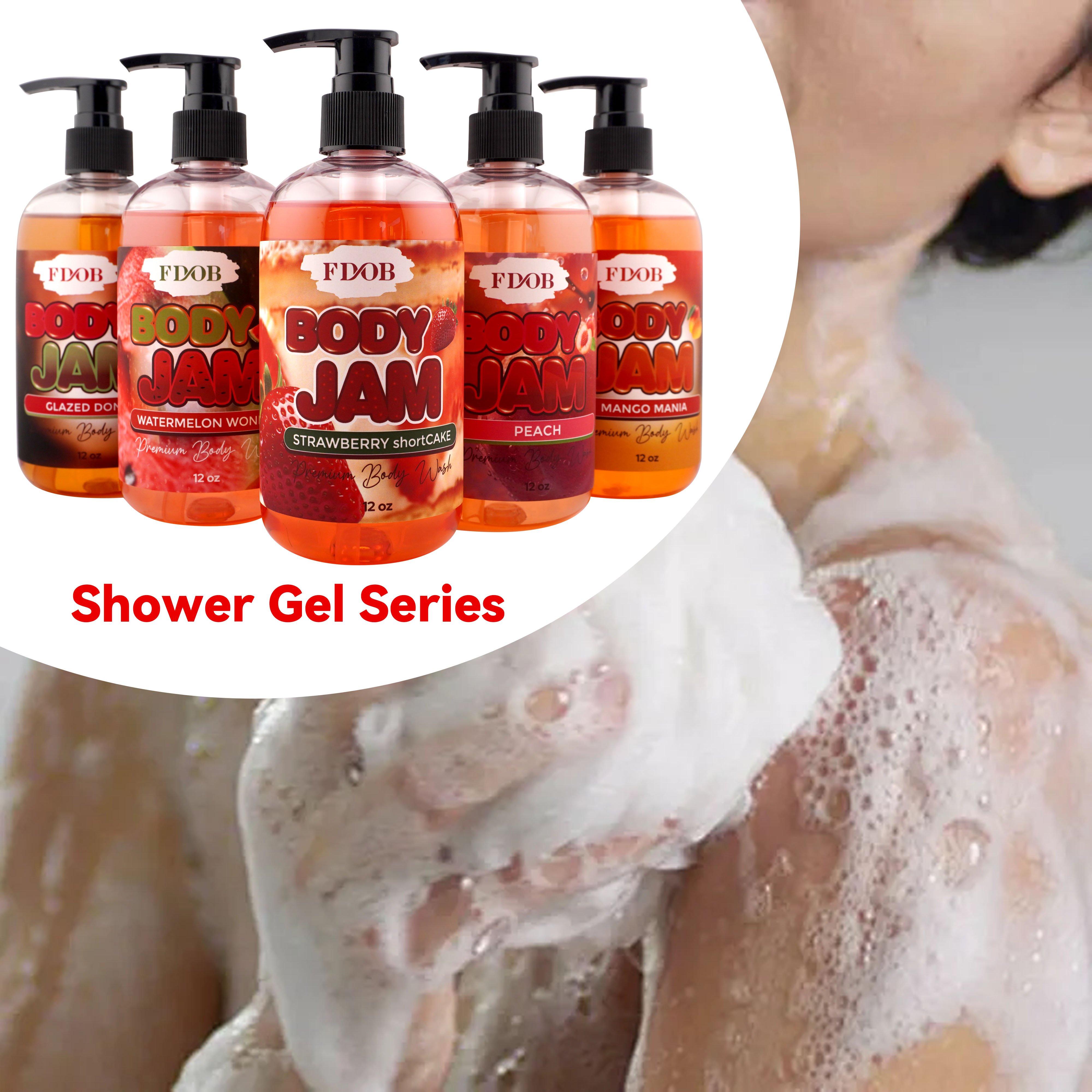 Organic Whitening Exfoliating shower gel Whitening Peptides Vitamin C shower gel Organic Private Label Rosehip Body Wash