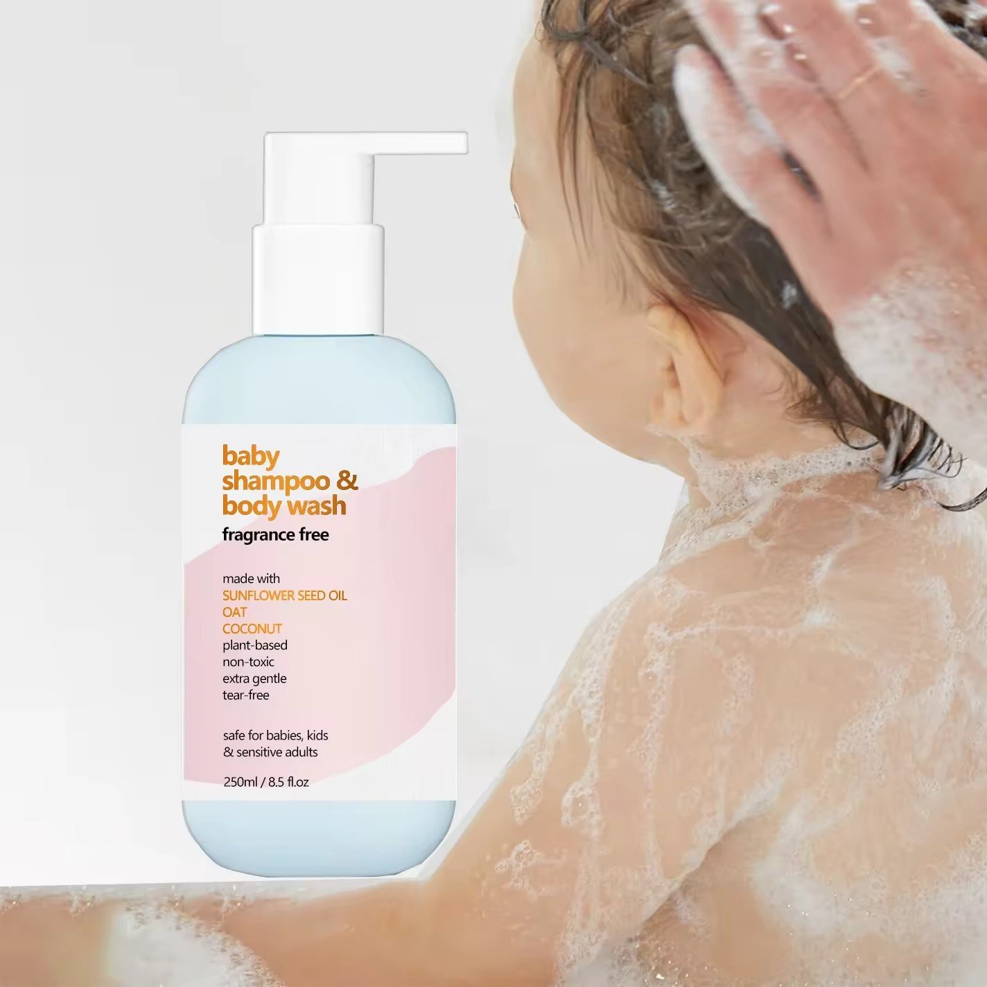 2-In-1 Baby Shampoo And Body Wash with Plant Based & Natural Tear Free Colorant and Mineral Oil Free Baby Wash & Shampoo