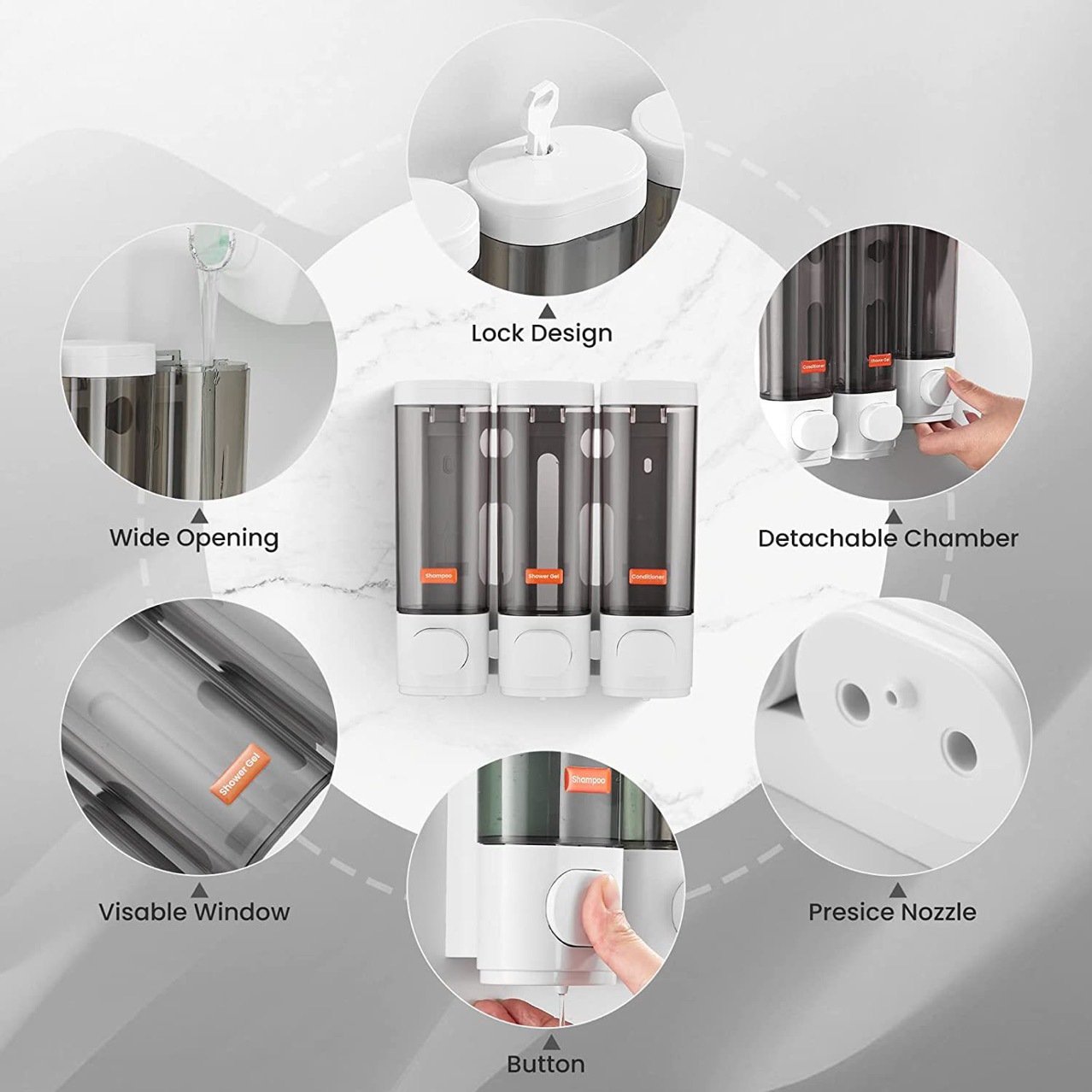 Travel shower shampoo dispenser home hotel soap box punch-free manual press shampoo dispenser 3 in 1