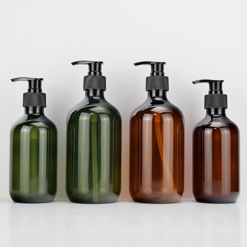 Green amber 300ml 500ml shampoo and conditioner shower gel packaging bottles 500ml PET empty plastic bottle