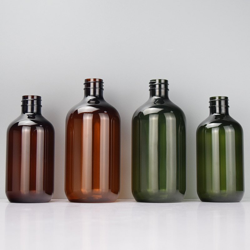 Green amber 300ml 500ml shampoo and conditioner shower gel packaging bottles 500ml PET empty plastic bottle