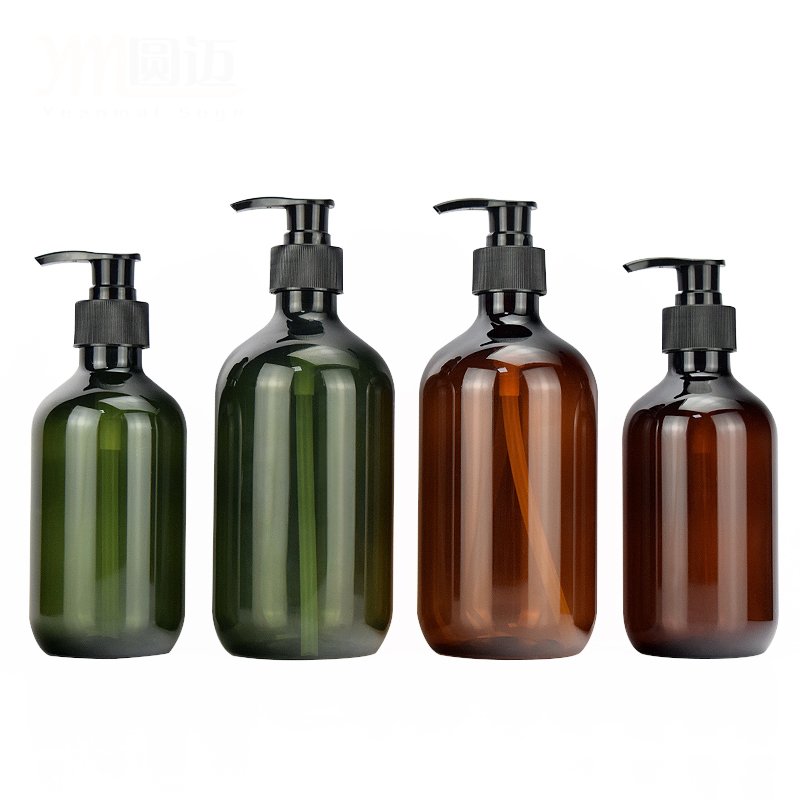 Green amber 300ml 500ml shampoo and conditioner shower gel packaging bottles 500ml PET empty plastic bottle