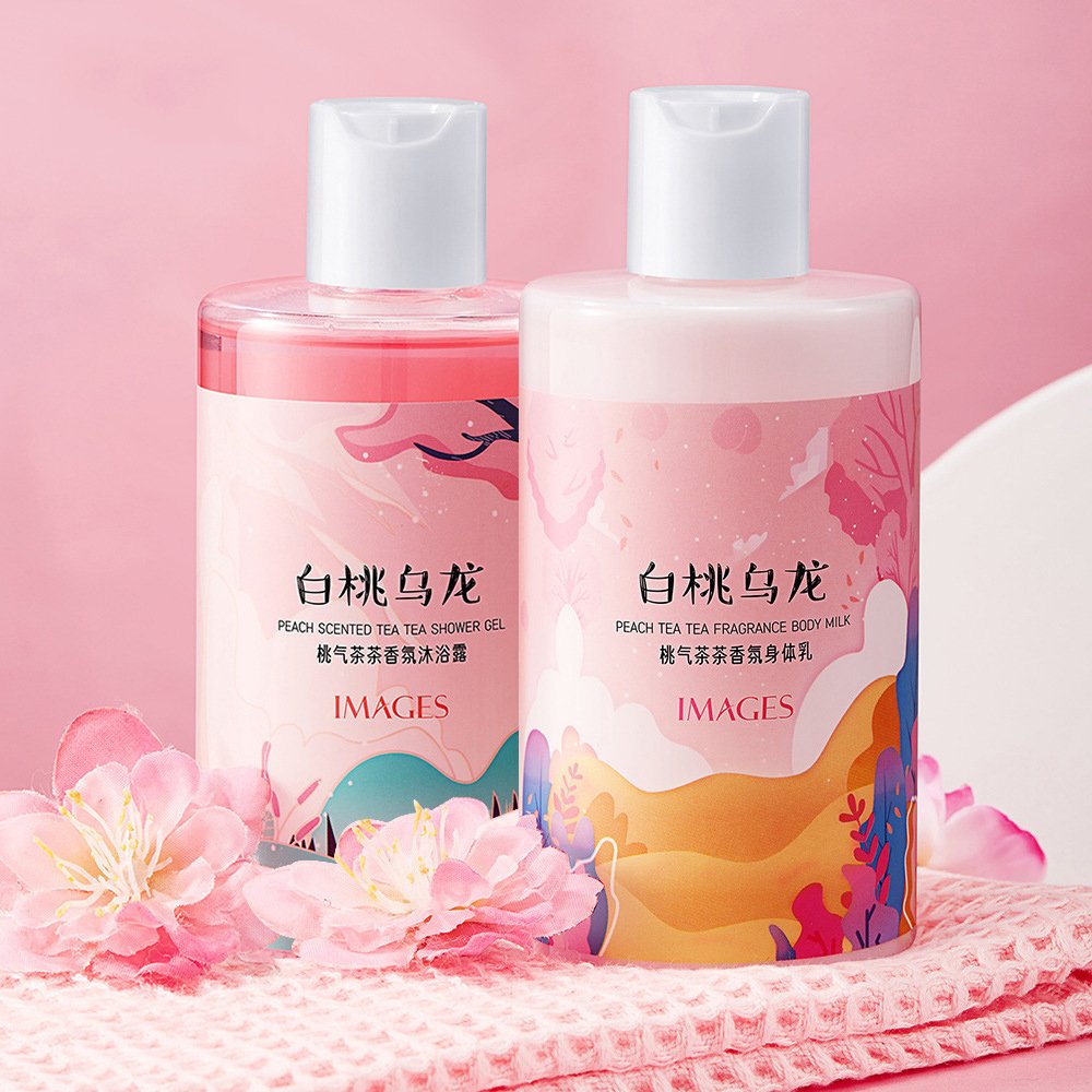 Natural Daily Moisturizing Peach Oolong Flavor Body Lotion Emulsion Body Wash Clean Skin Care Silky Lightening Shower Gels
