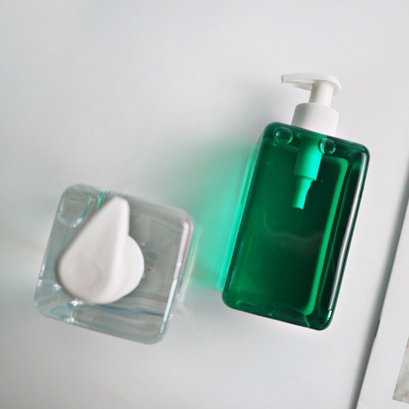 Empty 480ml 16oz Rectangle Green Clear Pet Plastic Bottle Shower Gel In 24/410 Finish plastic shampoo bottle