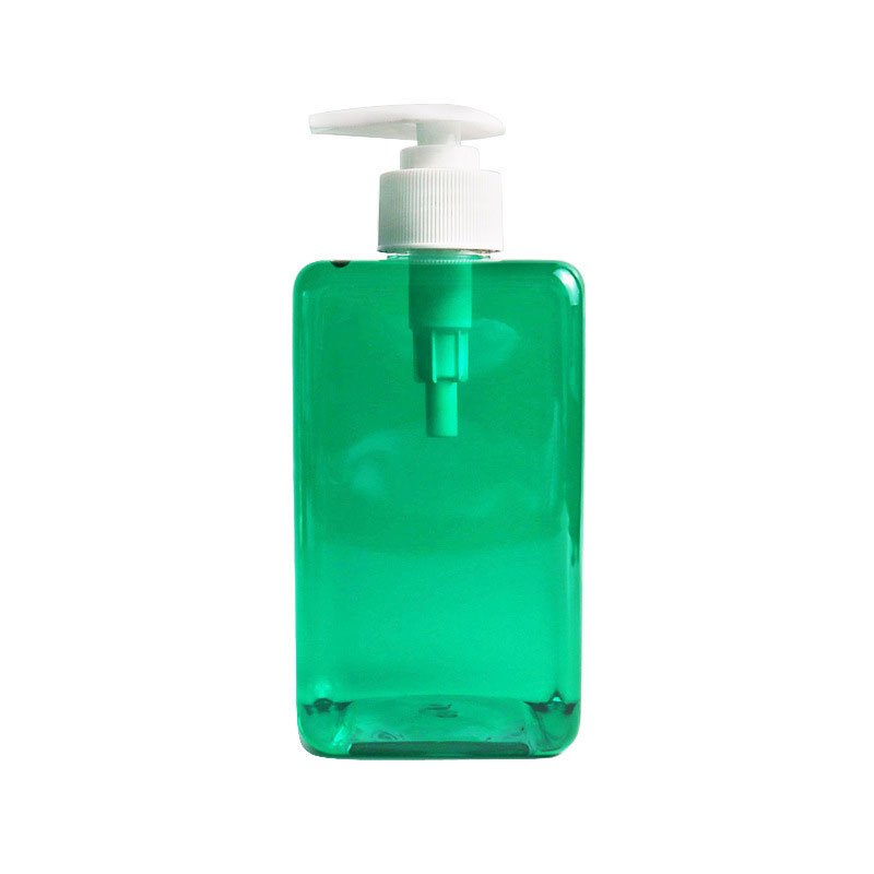 Empty 480ml 16oz Rectangle Green Clear Pet Plastic Bottle Shower Gel In 24/410 Finish plastic shampoo bottle