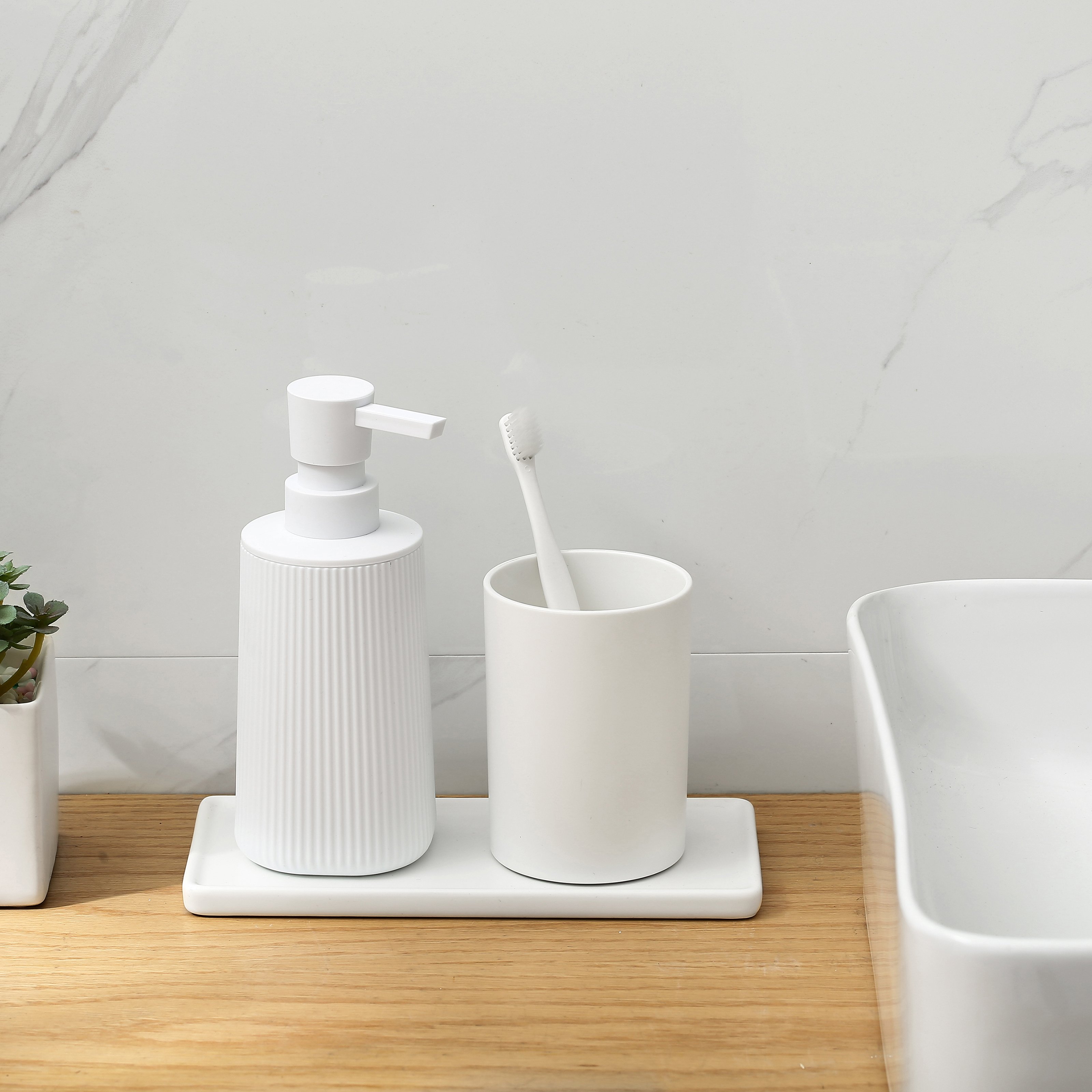 YAUKPH White Soap Dispenser, Countertop Lotion Bottle, Bathroom Hand Soap Dispenser for Shampoo Shower Gel, Bathroom Accessories