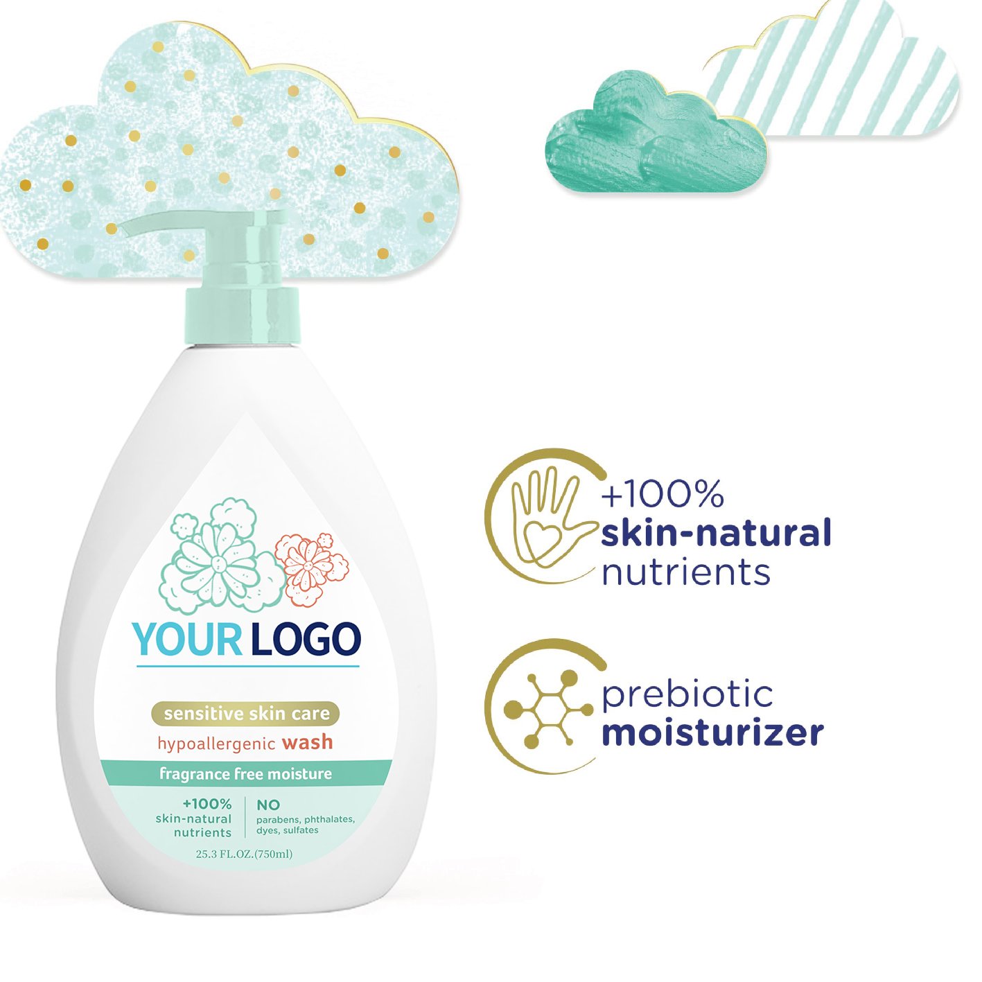 Private Label Calming Moisture Baby Shampoo And Body Wash Tear Free Baby's 2 In1 Shower Gel For Sensitive Skin
