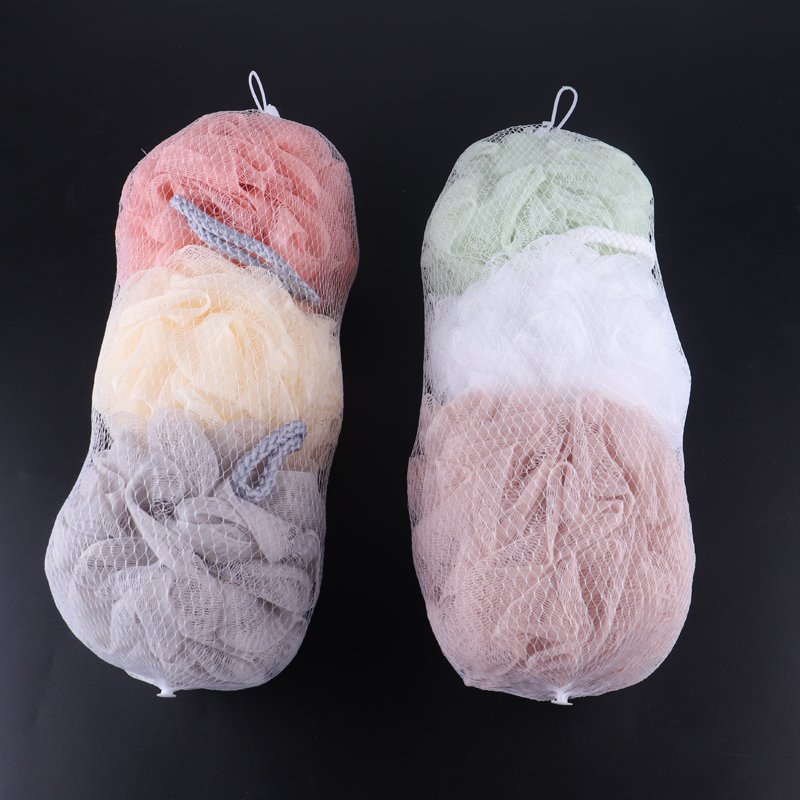 Bath Shower Loofah Sponge Pouf Body Scrubber Exfoliator Body Wash Sponge (set Of 3,Coral Reef)