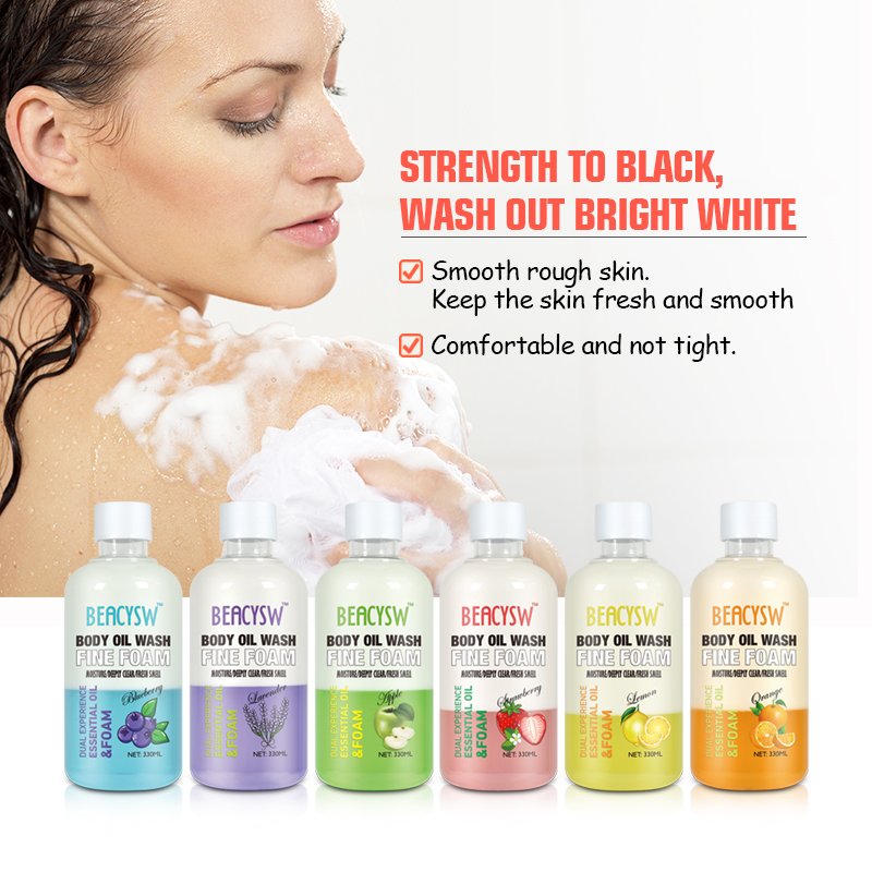 Blueberries Flavor Liquid And Foaming Double Layers Body Shower Body Wash Body Bath Gel 330ml Private Label