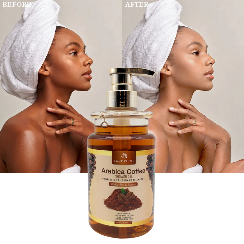 Private Label Luxury Natural Organic Vitamin C Skin Whitening Exfoliating Coffee Perfume Body Wash Gel For Men